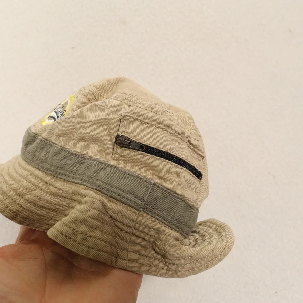 U.S.‎ Polo Assn. Bucket Hat Zipper Pocket Embroidered Tan Cotton Kids 49cm